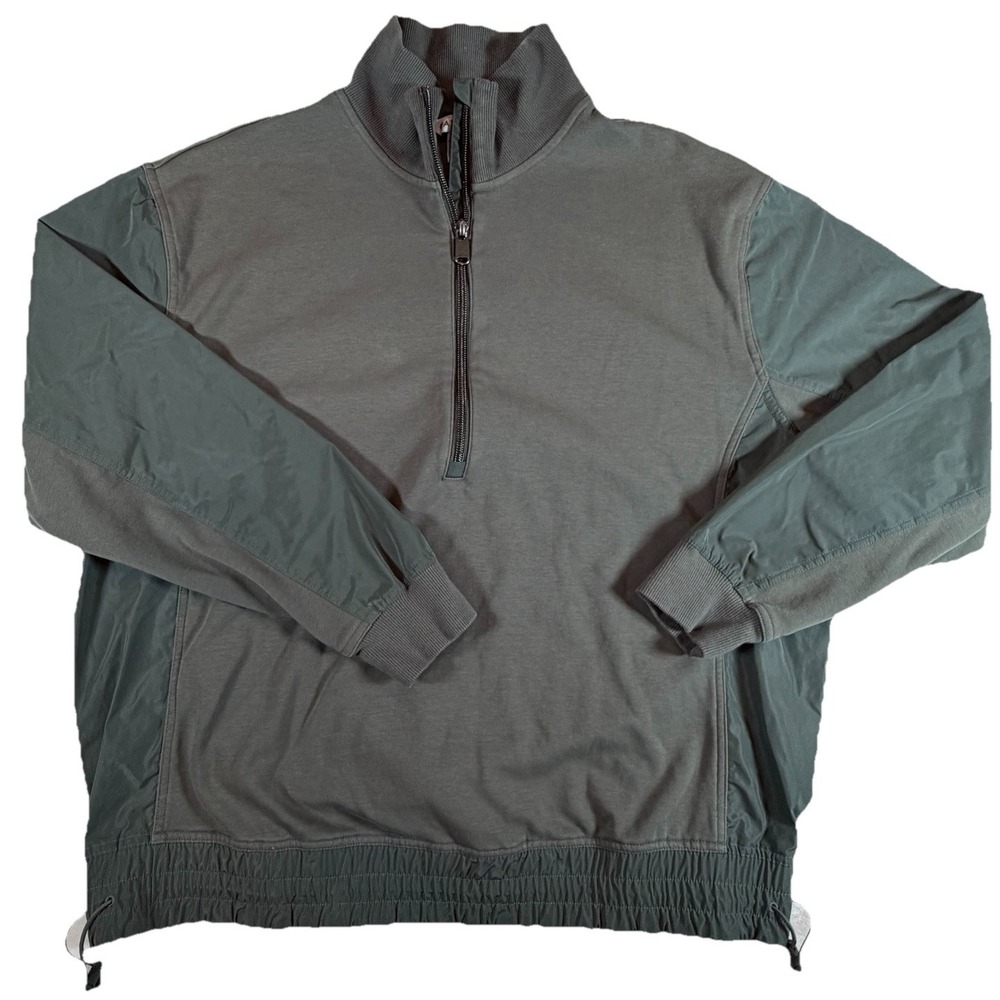 Athleta‎ Pullover Men's Sz M Green Triumph Hybrid Half Zip Sweatshirt